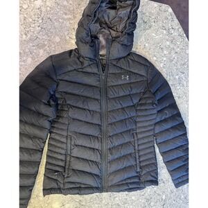 Under Armour Jacket Women's Black Coldgear Pertex Down Puffer Medium Hooded